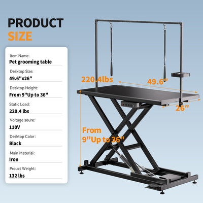 Height Adjustable Pet Grooming Table, Equipped With Leveling Wheels, Dog Grooming Arms, Anti Slip Tabletop, And Tool Organizer 50 Inches, Black, Prohibited Platform Temu - 5 - CJ