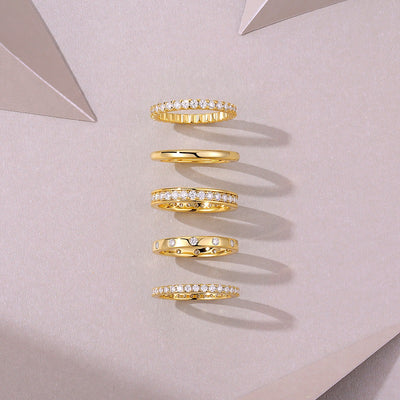 1Golden Stars - Fashionable Men’s And Women’s Ring And Ring Jewelry Set With Moissanite S925 Sterling Silver And Gold - plated Diamond Prohibit TikTok sales - 5 - CJ