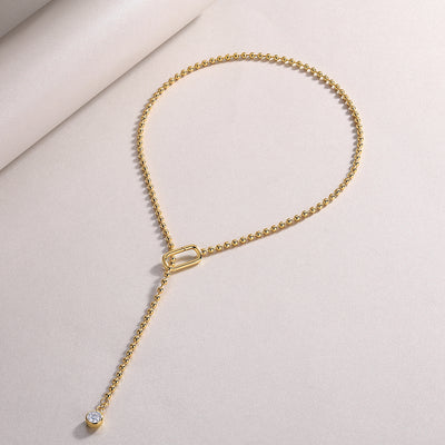 1Gem Tassels Luxury Fashion Diamond Pendant Necklace Set With Mosan Diamond Silver Ornaments Prohibit TikTok sales - 5 - CJ
