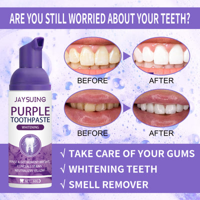 Jaysuing Purple Tooth Whitening Toothpaste Brightens Teeth, Cleanses Stains, Diminishes Odors, And Beauties Teeth Toothpaste - 5 - CJ