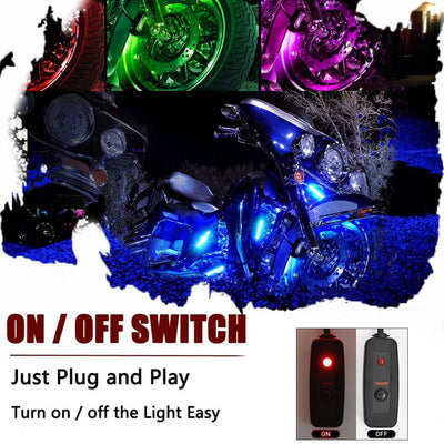 12X RGB Motorcycle LED Light Kit Under Glow Body Strip For Harley - Davidson - 5.0 - cjdropshipping