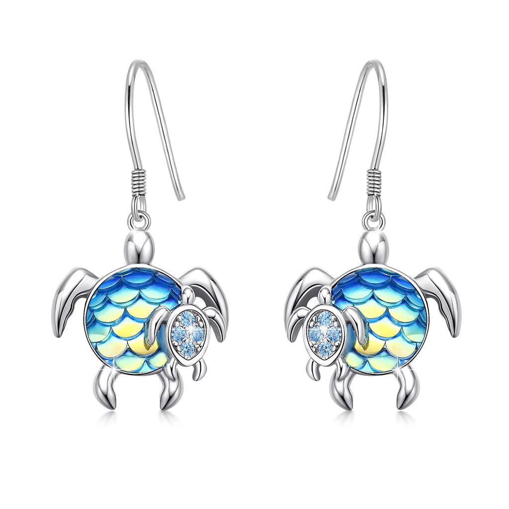 Turtle Earrings Sterling Silver Mom and New Dangle Mother and Daughter Tortoise
