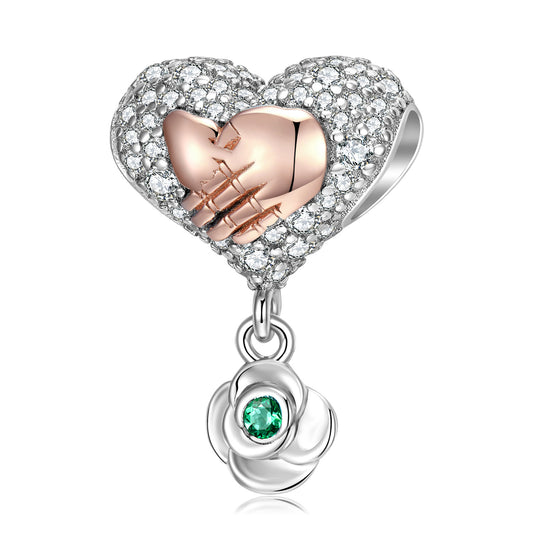 Large Hand Pull Small Hand 925 Sterling Silver Beads Mother's Day Necklace Diy Accessories - 4 - CJ