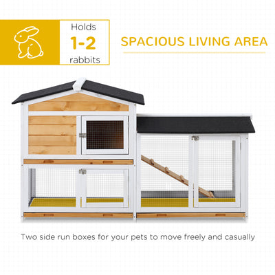 2 Storey Rabbit Hut Wooden Bunny Hut Small Animal House With Ramp - 5 - CJ