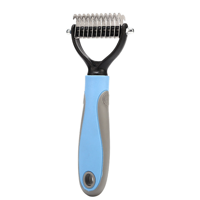 Stainless Double - sided Pet Brush Hair Removal Comb Grooming Dematting Dog Grooming Shedding Tools - 0 - CJ - Blue - 7x17.5cm - CJJJCWGY00462 - Blue - 7x17.5cm