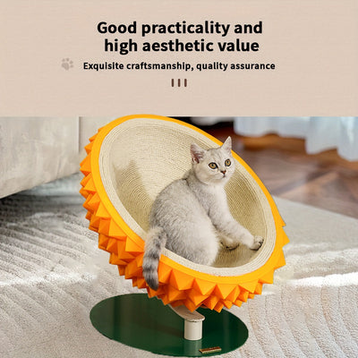 Durian Shape Cat Scratching Bed Cat House - Comfortable Sisal Rope Scratching Board With PVC Plastic Combination, 3 In 1 Cat Resting Bed - Suitable For Cat Claw Care, Cute And Sturdy Assembled Pet Fur - 5 - CJ