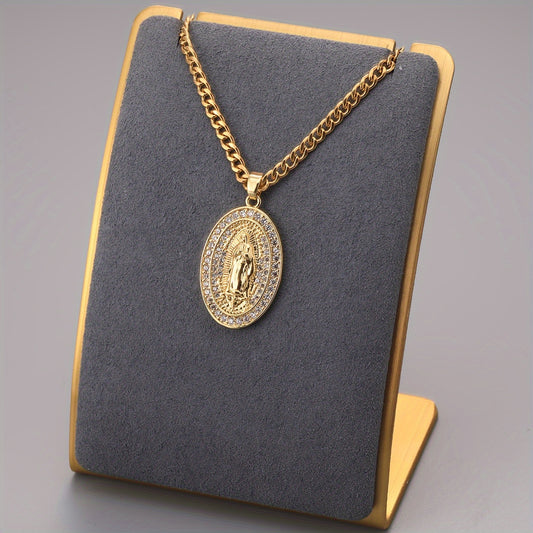 Vintage Men's Virgin Mary Zircon Pendant Necklace,Versatile For Multiple Occasions,Perfect Gift For Mother's Day, Teacher Appreciation Day And Graduation - 5 - CJ