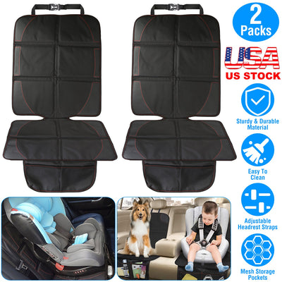 2 Packs Car Seat Protector Cushion Mat Pad With Thick Padding Protector For Child Baby Car Seat Mesh Pockets - 5 - CJ