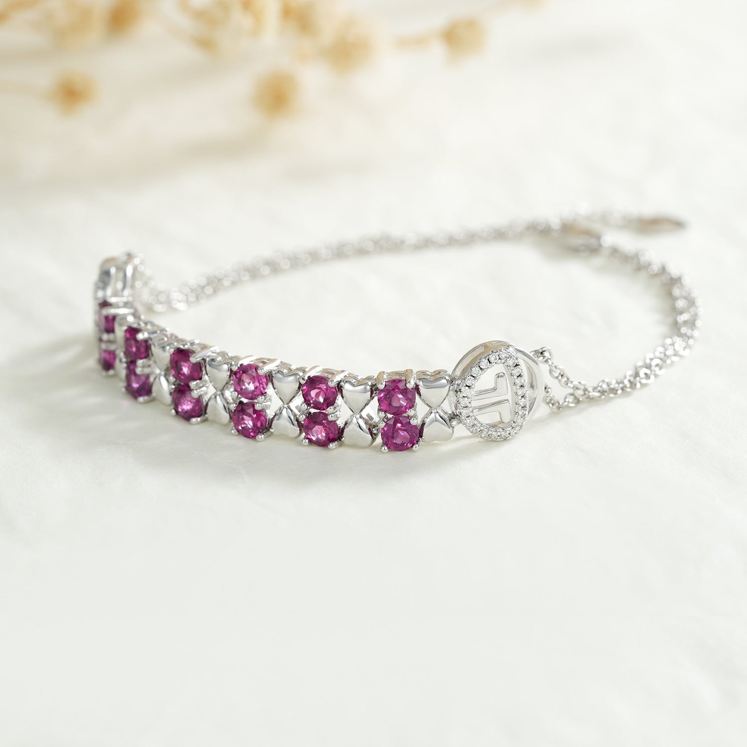 S925 Sterling Silver Purple Garnet Bracelet Women Fashion Zircon Light Luxury Jewelry - 4 - CJ