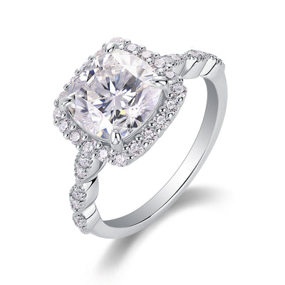 1Gorgeous Square Diamond - Set With Moissan S925 Sterling Silver And Platinum - plated Diamond Ring, Fashionable Diamond Jewelry Prohibit TikTok sales - 5 - CJ