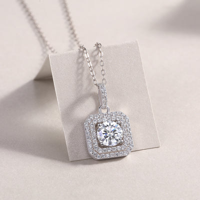 1Sugar Diamond - A Fashionable And Luxurious Diamond Jewelry Piece Set With 1 - carat Moissanite S925 Sterling Silver And Platinum - plated Pendant Prohibit TikTok sales - 5 - CJ