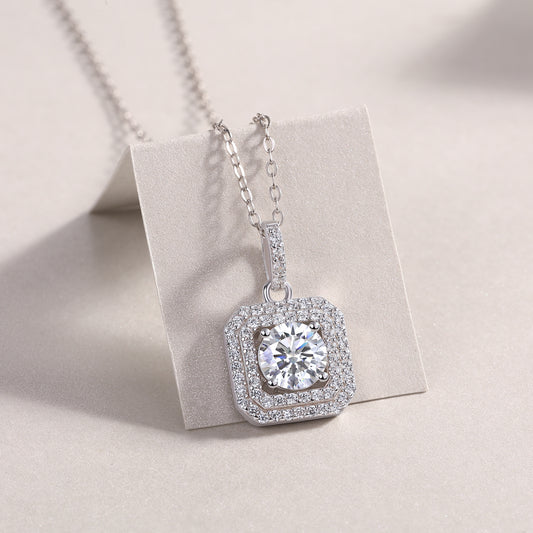 1Sugar Diamond - A Fashionable And Luxurious Diamond Jewelry Piece Set With 1 - carat Moissanite S925 Sterling Silver And Platinum - plated Pendant Prohibit TikTok sales - 5 - CJ