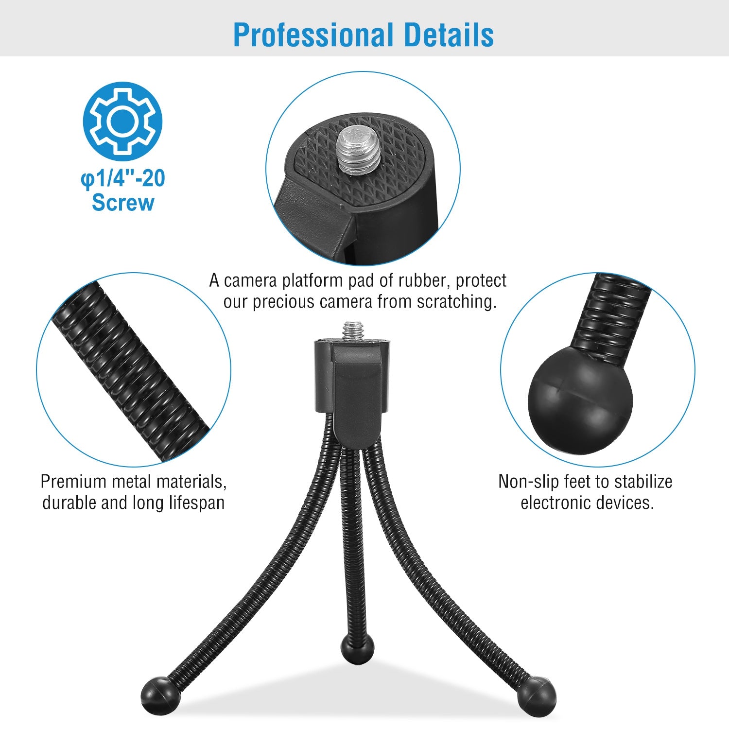 Tripod Stand For Camera Mini Projector Flexible Tripod Holder Heavy Duty Camera Tabletop Mount With Anti - slip Feet For Photograph Recording - 5 - CJ