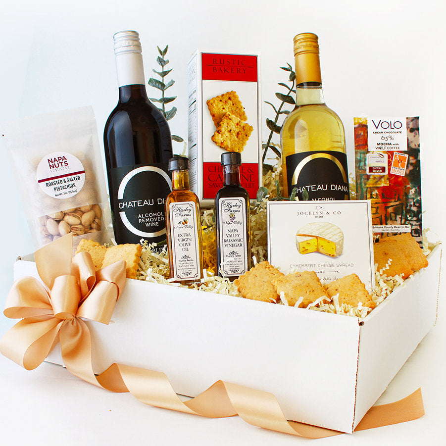 Sip & Savor Duet: Non - Alcoholic Wine & Gourmet Treats Gift Box - GreatArrivals