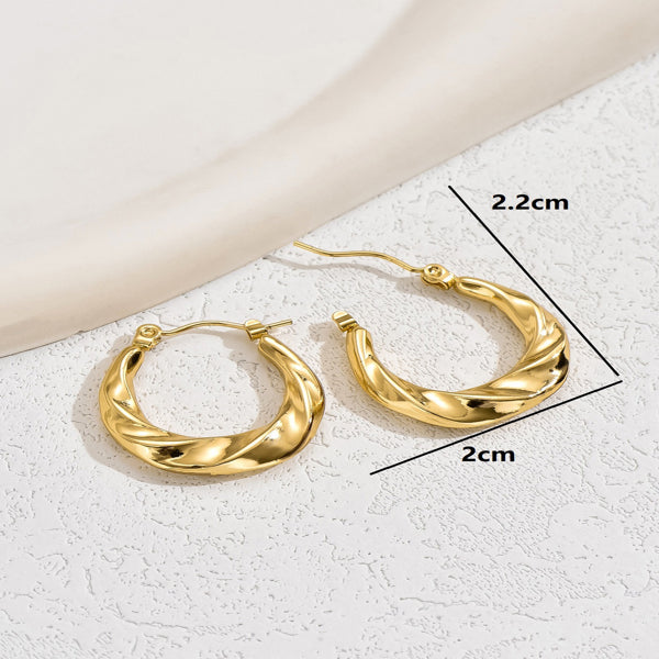 A Pair Of Light Luxury And Gorgeous Temperament, Versatile And Set With Zircon Copper Earrings, Metallic Copper Material Gift - 5 - CJ