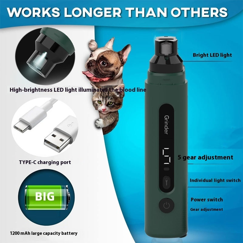 Dog Nail Grinder Electric Pet Nail Trimmers Rechargeable Cat Nail Grinders Super Quiet With 5 - Speed Setting For Small Medium Large Dogs Cats Claw Care Pet Products - 0 - CJ