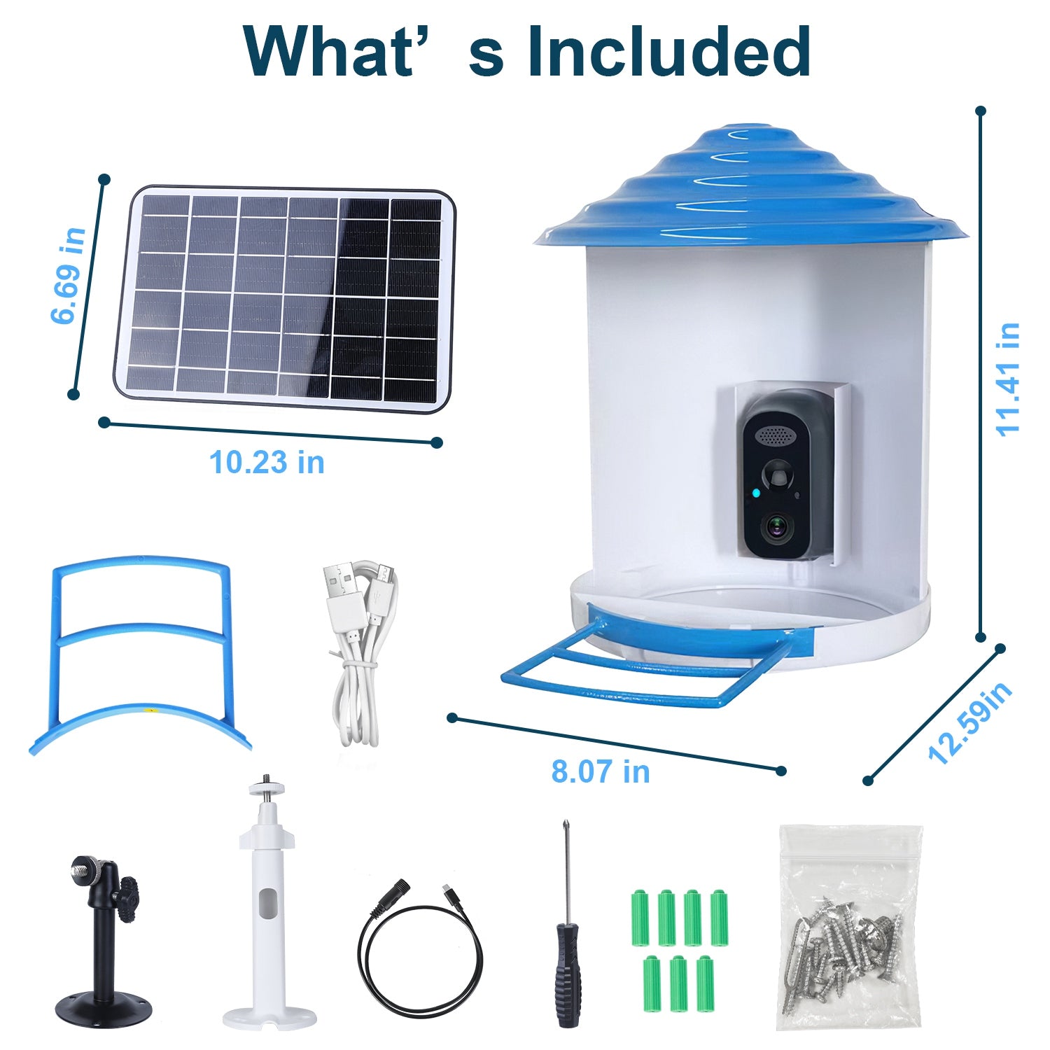 Smart Bird Feeder With Solar Powered Camera 1080P HD AI Identify PIR Motion Auto Capture Video Cloud Card Storage WiFi Connection App Control IP65 Waterproof - 5 - CJ