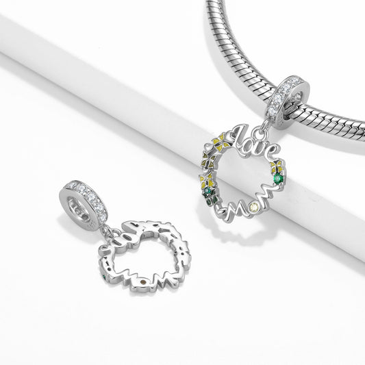 LOVE Mother's Wreath 925 Sterling Silver Pendant Mother's Day Gift Bracelet Diy Accessories Beads - 4 - CJ