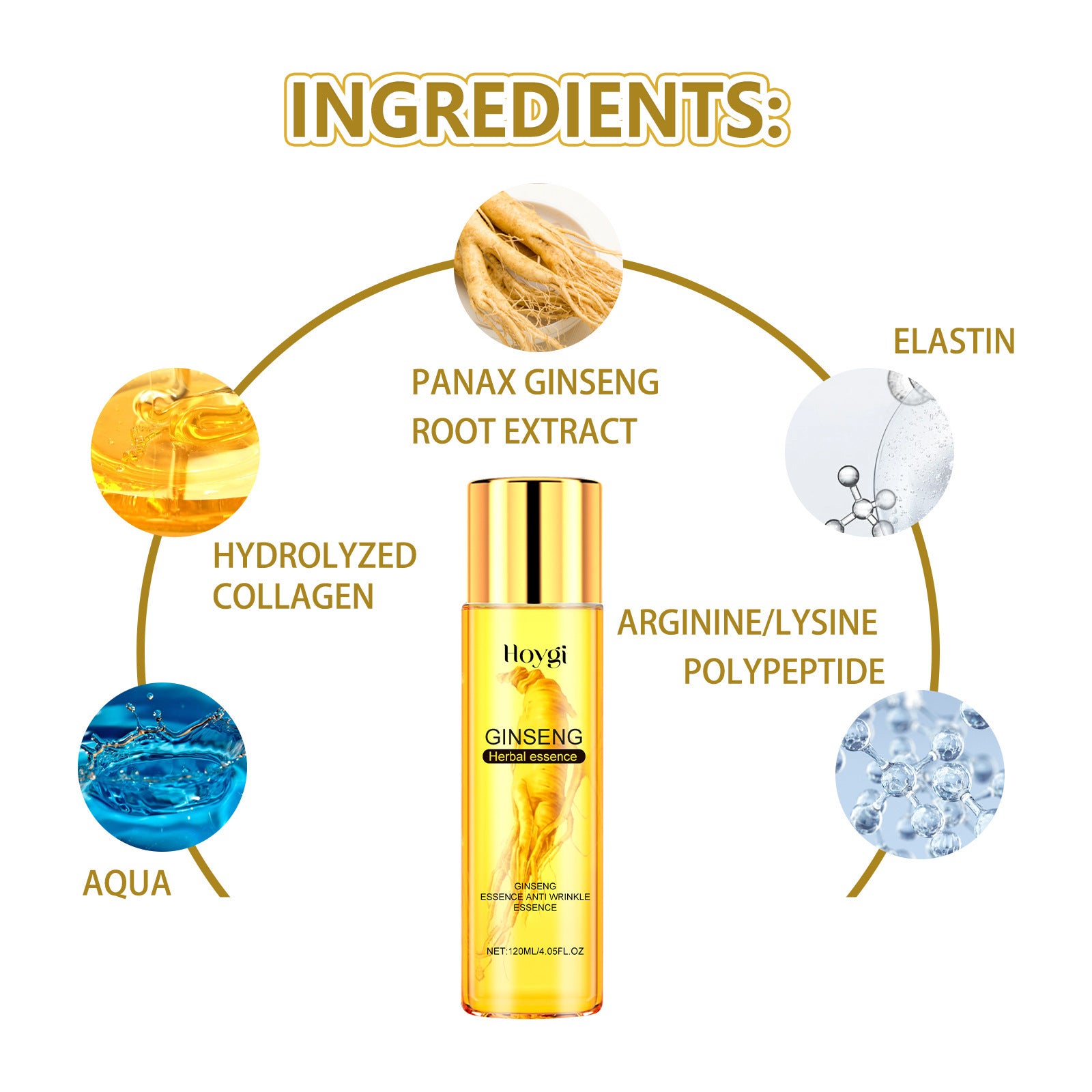 Hoygi Ginseng Essence Anti Wrinkle Essence, Repairing Facial Fine Lines Improve Dark Heavy Moist Tight Anti - Wrinkle Cream - 5 - CJ