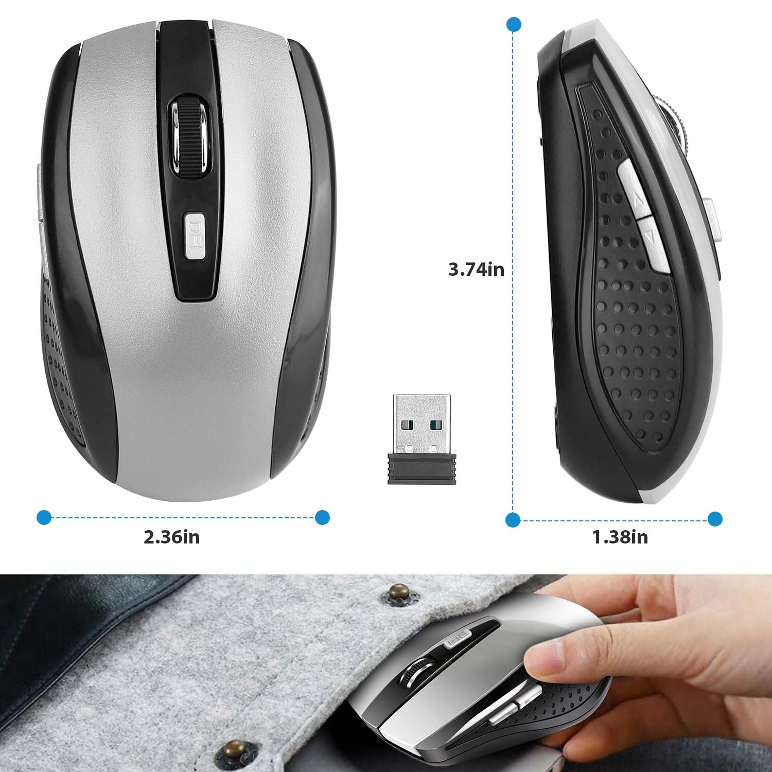 2.4G Wireless Gaming Mouse Optical Mice WIth Receiver 3 Adjustable DPI 6 Buttons For PC Laptop Computer Macbook - 5 - CJ