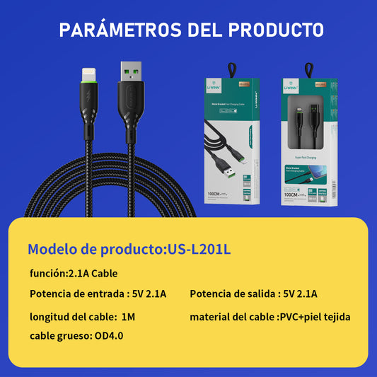 L201 Lightning Cable 2.1A 1M Black USB 3.0 UWINN - 5 - CJ