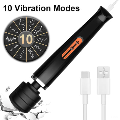 Magic Massager Wand Vibration 10 Speeds Vibrating Massage Full Body Magic Therapy Motor USB Rechargeable - 5 - CJ