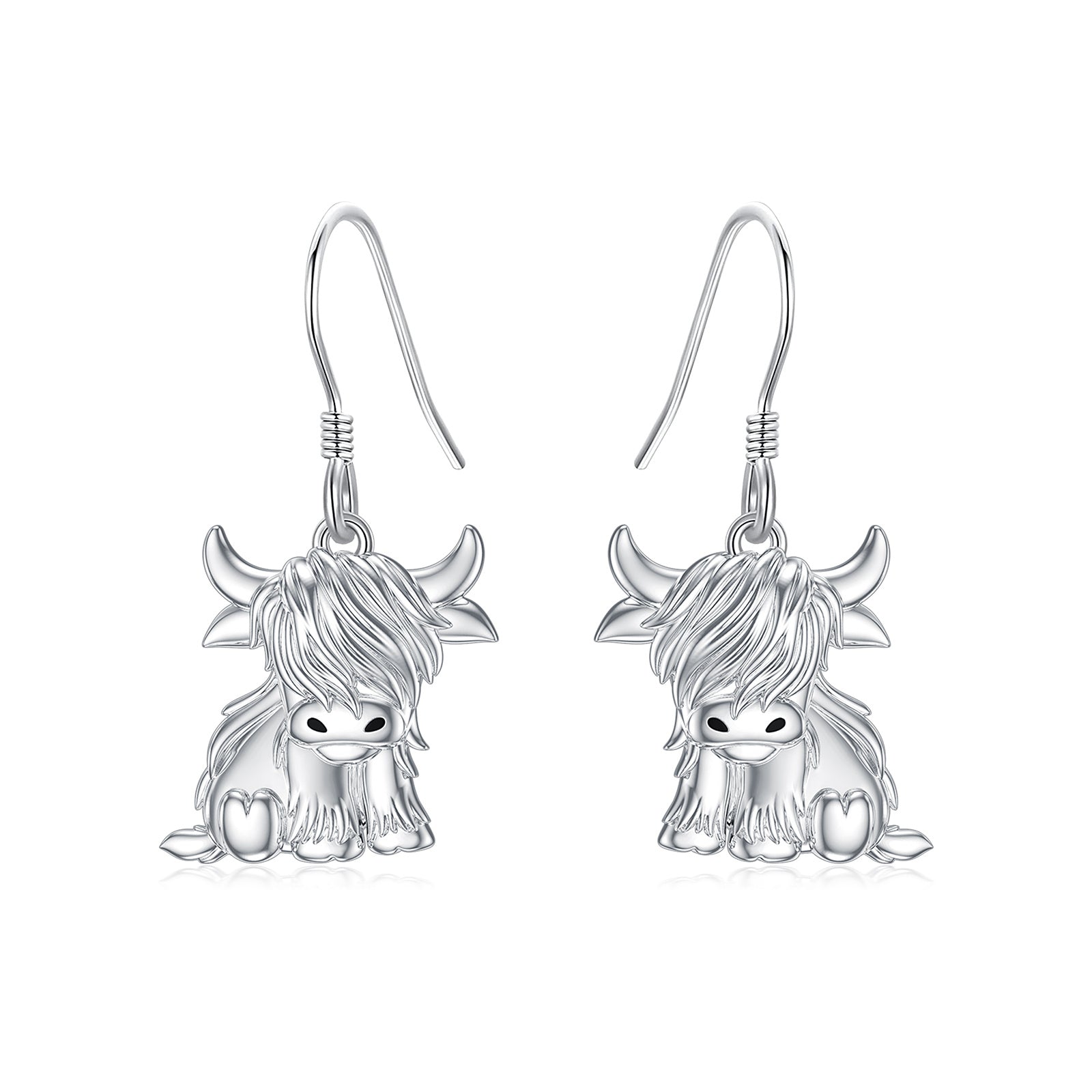 Highland Cow Earrings for Women 925 Sterling Silver Cow Dangle Drop Earrings