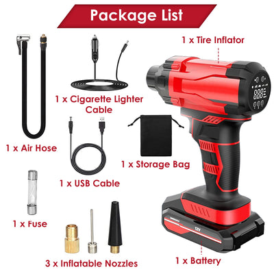 1Pc 150PSI Cordless Car Tire Inflator Rechargeable  2V Portable Electric Air Compressor With LED Light For Car Bike Motorcycle Ball - 5 - CJ