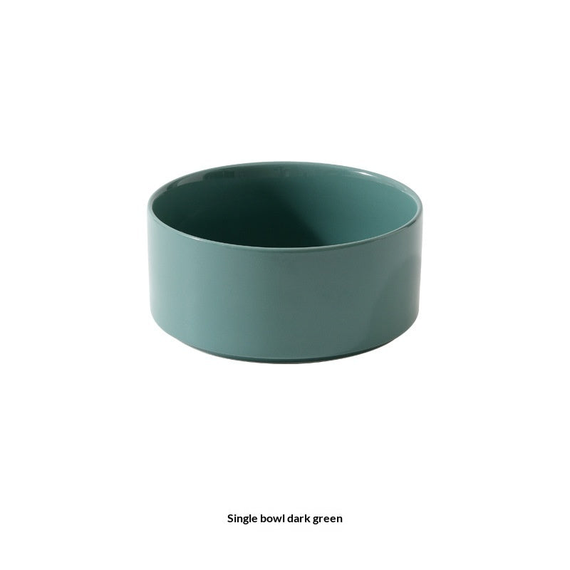 Solid Color Minimalist Home Use Ceramic Cat Food Feed Bowl - 0 - CJ