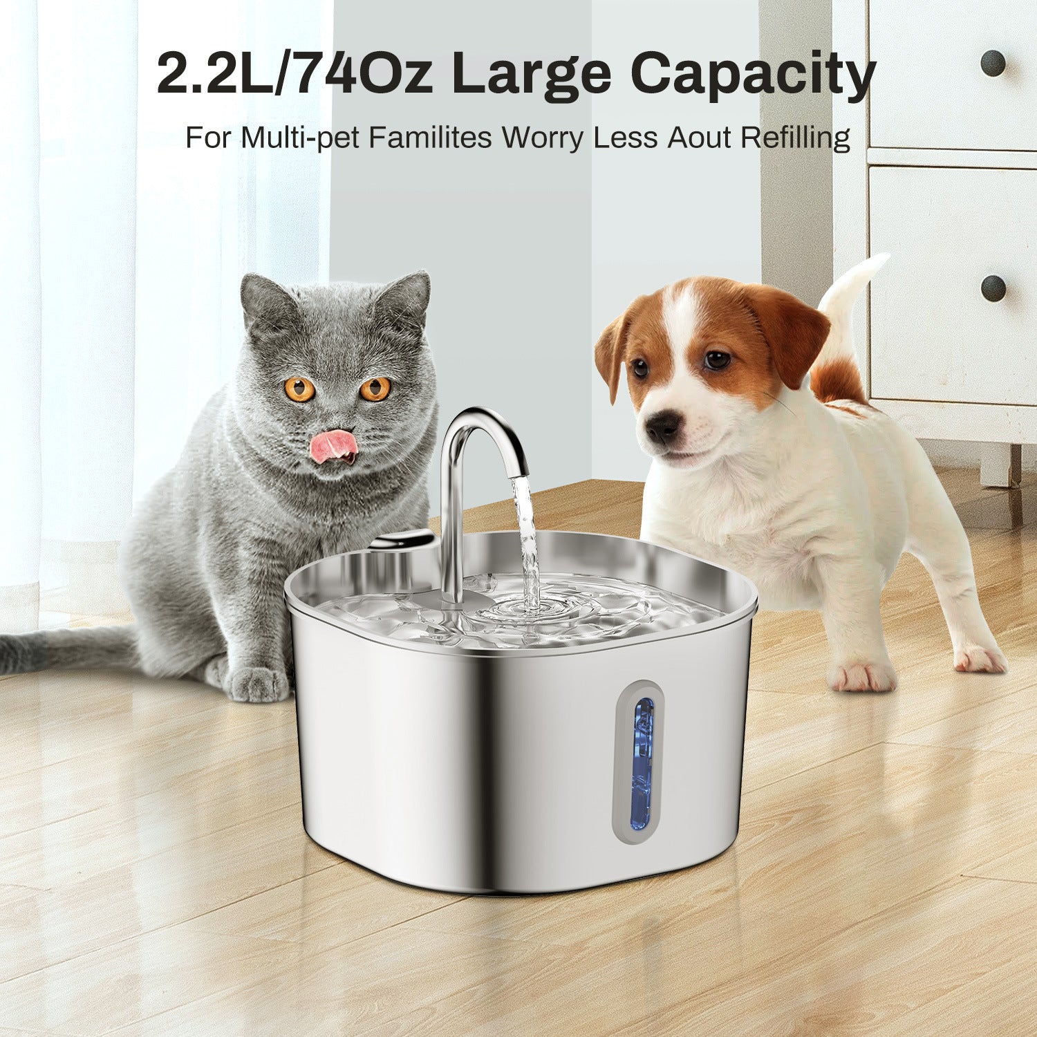 Stainless Steel Smart Pet Water Dispenser Automatic Circulation Large Capacity - 0 - CJ
