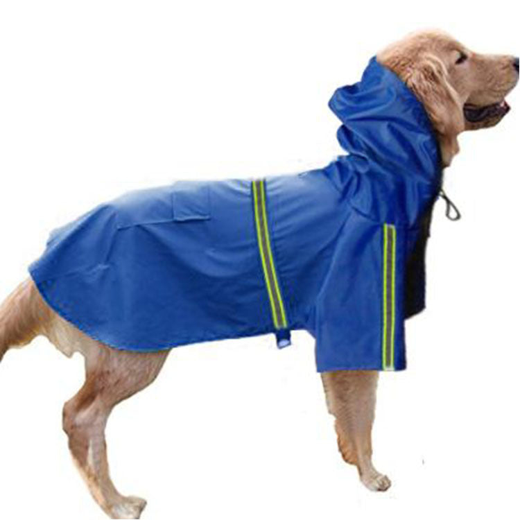 Spring and summer new dog raincoat waterproof cape dog reflective raincoat large dog raincoat - 0 - CJ