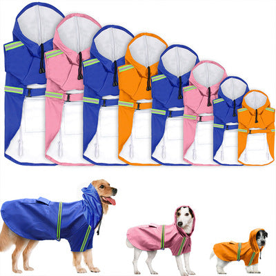 Spring and summer new dog raincoat waterproof cape dog reflective raincoat large dog raincoat - 0 - CJ