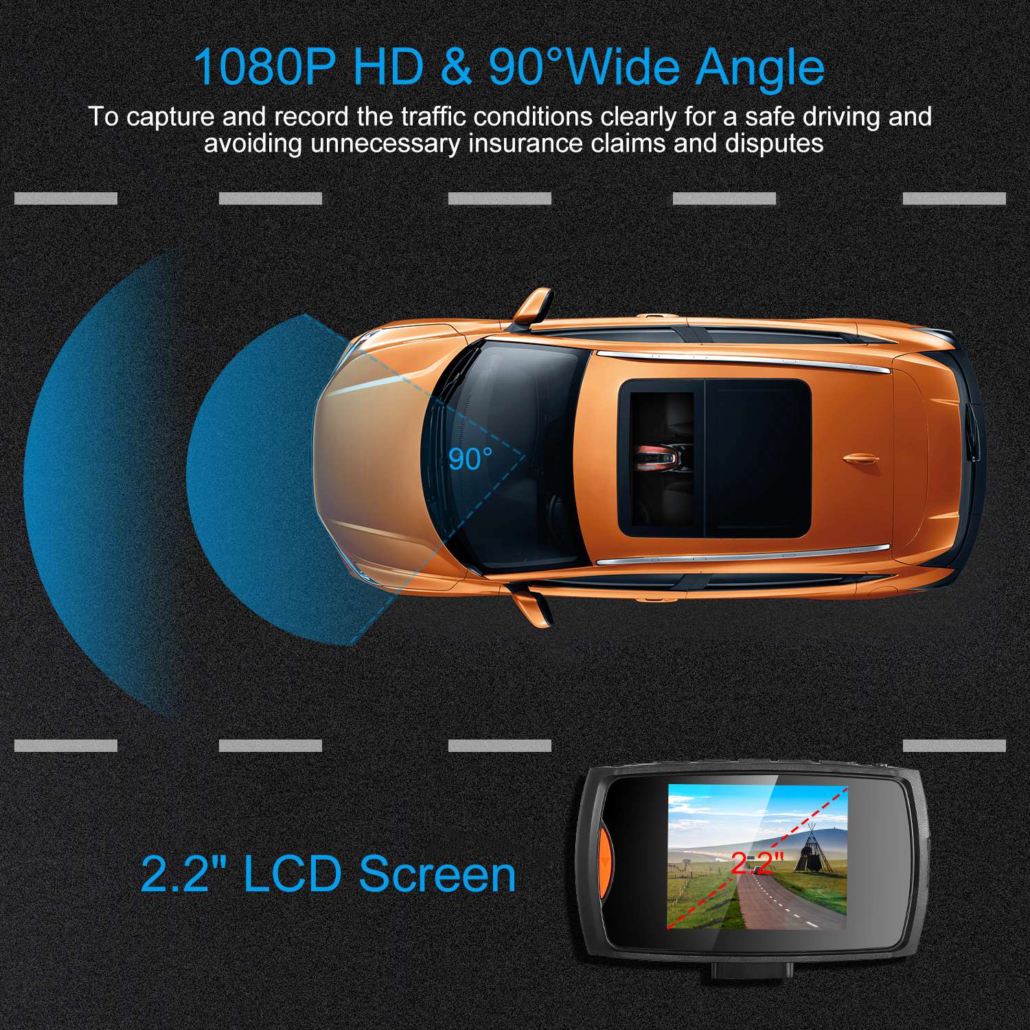 1080P Car DVR Camera Dash Cam Camcorder 90 Degree Angle Loop Recording Night Vison - 5 - cjdropshipping