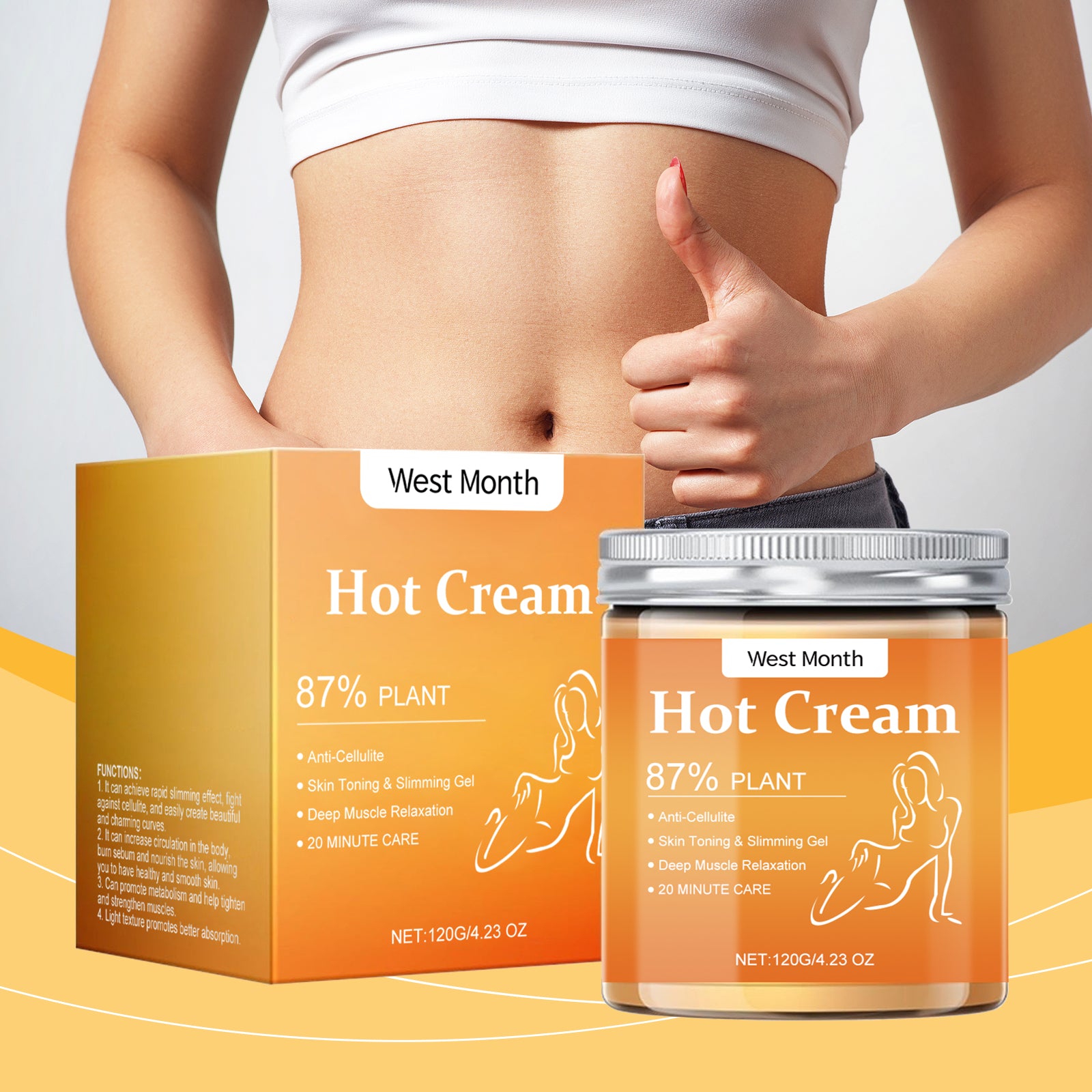 West&Month Body Cream, Skin Moisturizing Massage Treatment Firming Arm Concave Light Body Care Cream