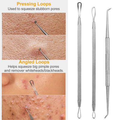 7 Pcs Blackhead Remover Kit Stainless Steel Pimple Comedone Acne Extractor Needle Tools - 5 - CJ