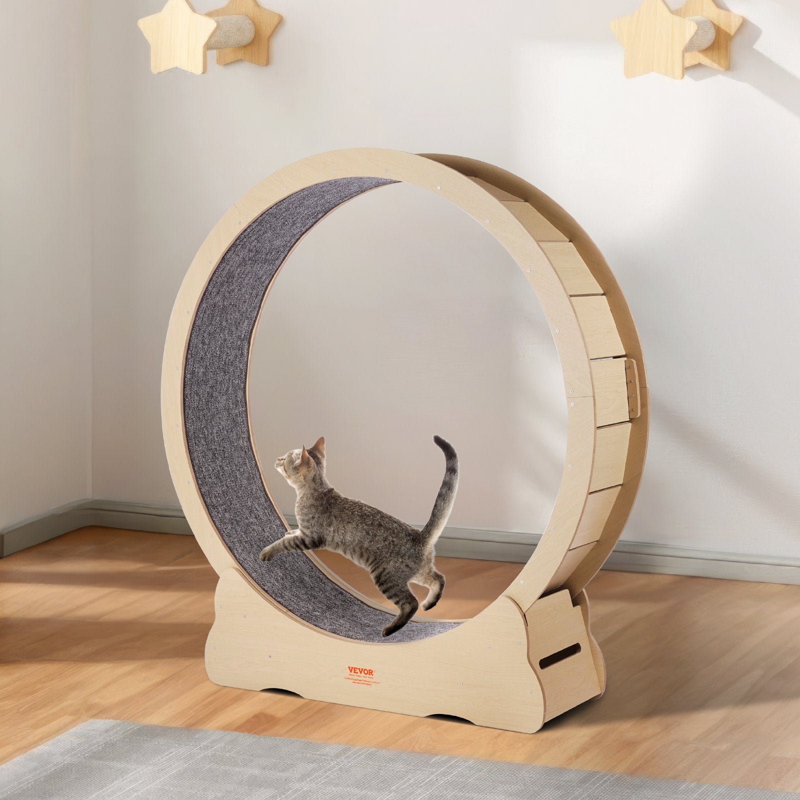 Wooden Cat Exercise Wheel 52' Large Cat Treadmill Wheel For Indoor Cats - 5 - CJ