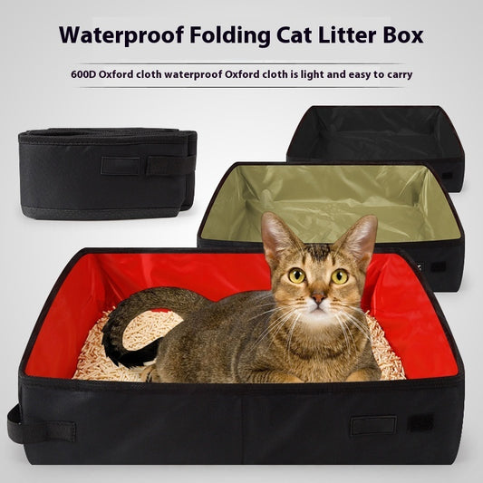 Portable Foldable Litter Box Waterproof Oxford Cloth - 0 - CJ