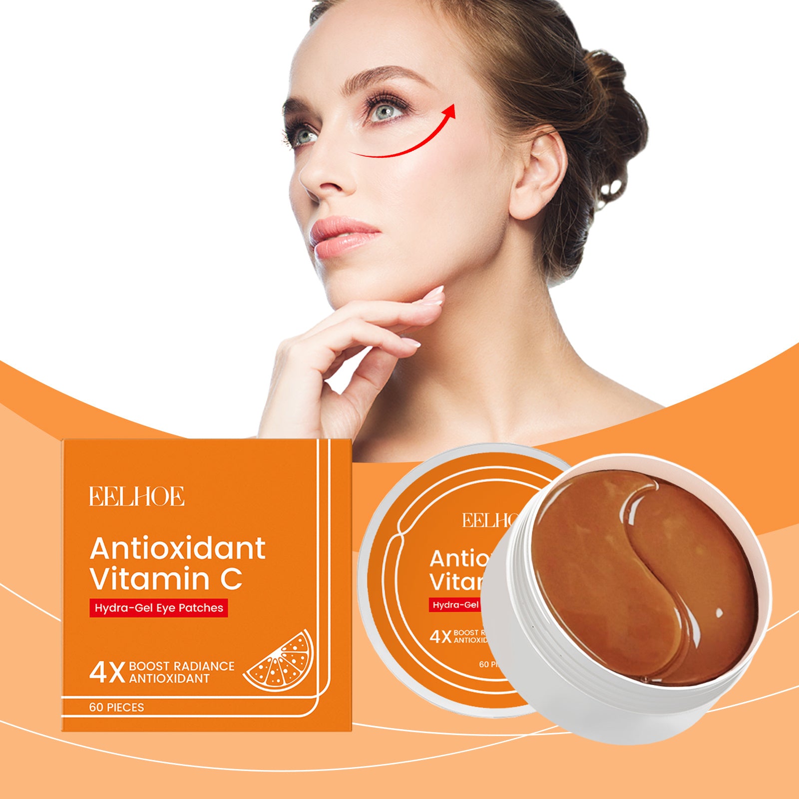 EELHOE Vitamin C Under Eye Patches For Dark Circles Care, Cooling, Moisturizing, Hydrating Eye Area Mask Patches