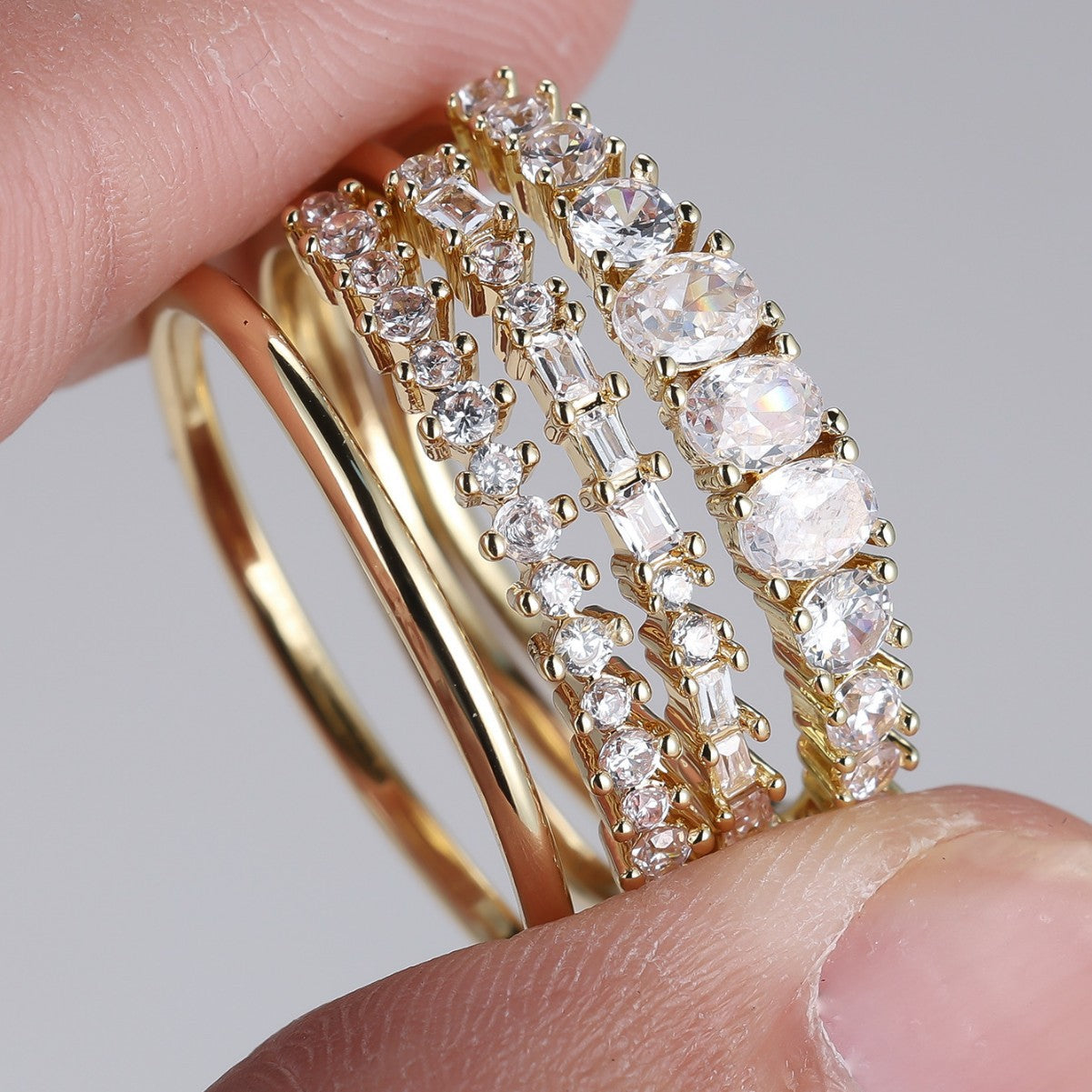 Round Color Zirconium Four - piece Ring - 0 - CJ
