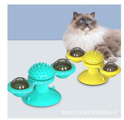 Cat Rotating Windmill Multi - Function Toys Itch Scratching Device Teeth Shining Toy - 0 - CJ