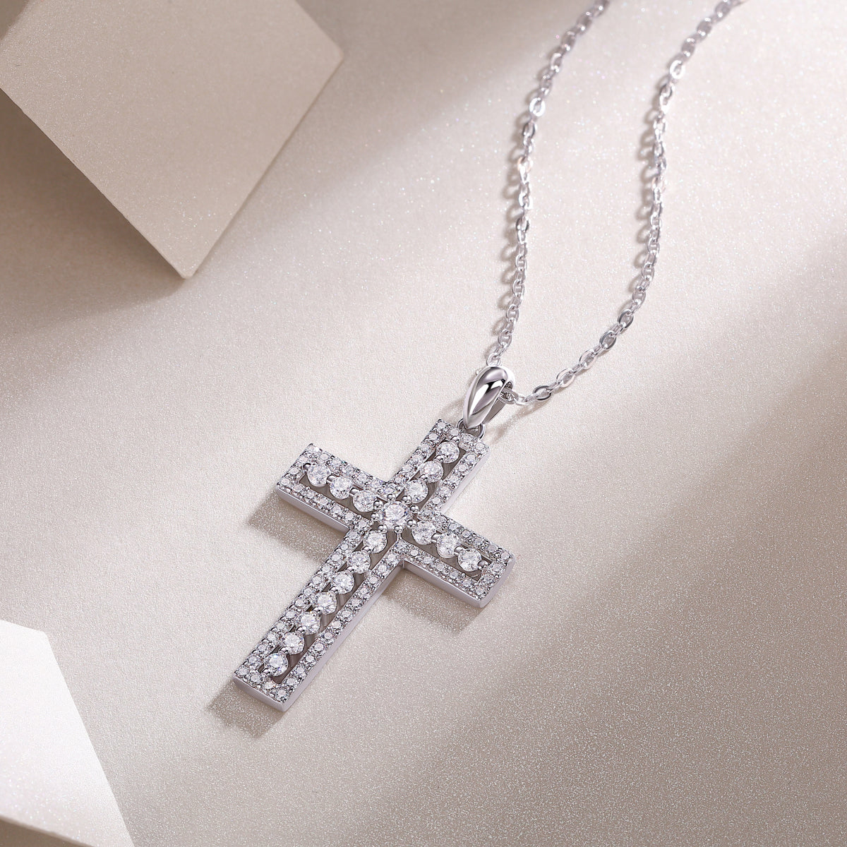 1Shelter - Fashionable Jewelry Pendant Set With Moissanite S925 Sterling Silver And Platinum - plated Cross Diamond, Moissanite Silver Jewelry Prohibit TikTok sales - 5 - CJ