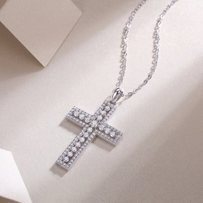1Shelter - Fashionable Jewelry Pendant Set With Moissanite S925 Sterling Silver And Platinum - plated Cross Diamond, Moissanite Silver Jewelry Prohibit TikTok sales - 5 - CJ