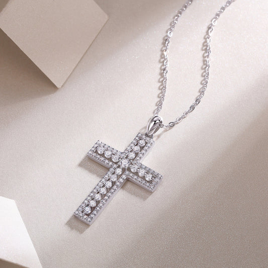 1Shelter - Fashionable Jewelry Pendant Set With Moissanite S925 Sterling Silver And Platinum - plated Cross Diamond, Moissanite Silver Jewelry Prohibit TikTok sales - 5 - CJ