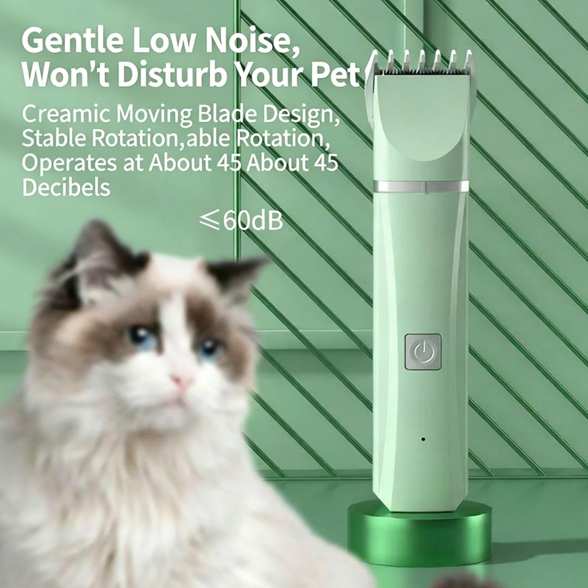 4 - in - 1 Pet Grooming Kit For Small Dogs Cats, Professional Quiet Rechargeable Hair Trimmer With 4 Interchangeable Heads, Low Noise Paw Nail Grinder Body Clipper - 5 - CJ