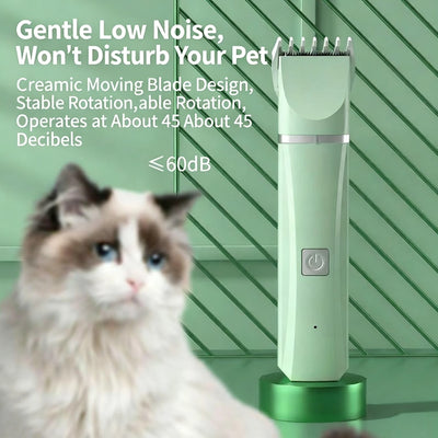 4 - in - 1 Pet Grooming Kit For Small Dogs Cats, Professional Quiet Rechargeable Hair Trimmer With 4 Interchangeable Heads, Low Noise Paw Nail Grinder Body Clipper - 5 - CJ