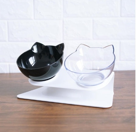 New Inclined Food Cat Ear Oblique Mouth Transparent Single Pet Bowl - 0 - CJ
