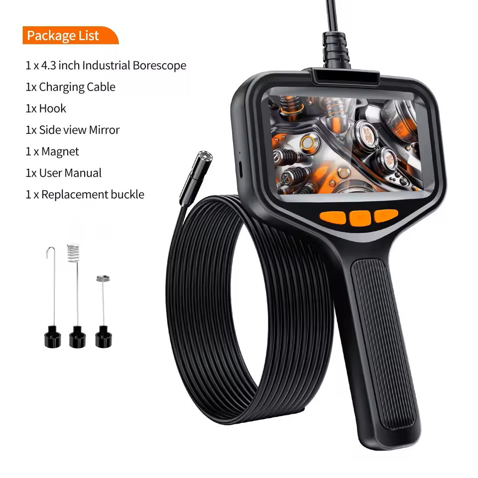 Borescope With Light, Industrial Endoscope Inspection Camera  With Light - 2,5,10m Snake Camera For Automotive, Aircraft, And Pipe Inspection - Portable Boroscope With Led Lighting For Clear Visual In
