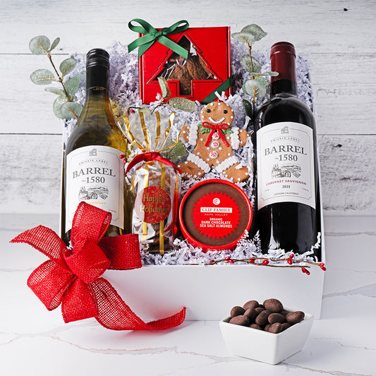 Holiday Cheer: Wine & Sweet Treats Gift Box - GreatArrivals