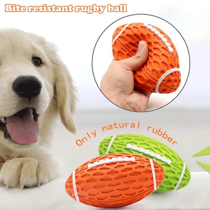 Dog Rubber Chew-resistant Interactive Squeaky Football Toy