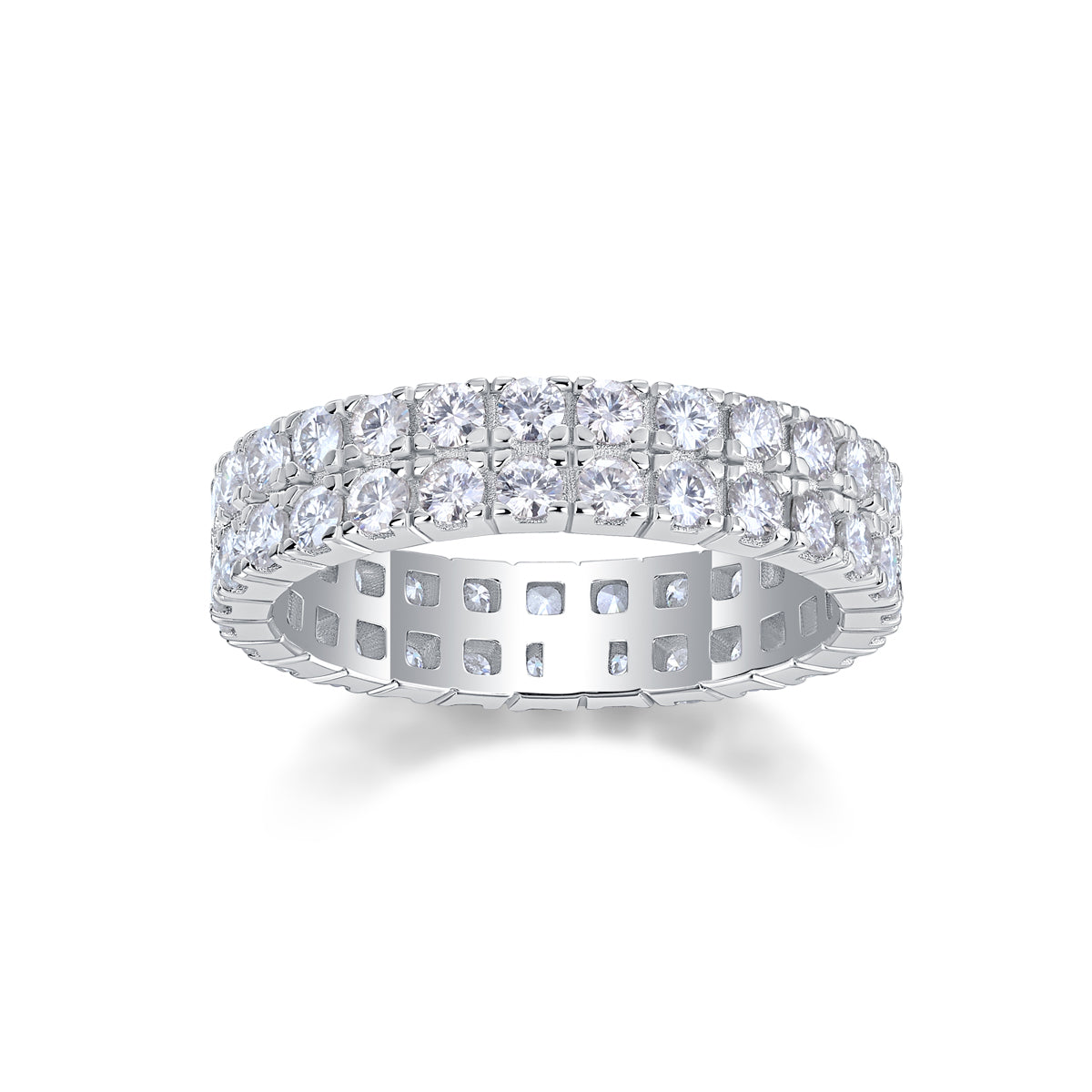1Multi - row Diamond Ring Luxury Fashion Set Moissanite Silver Ring Prohibit TikTok sales - 5 - CJ